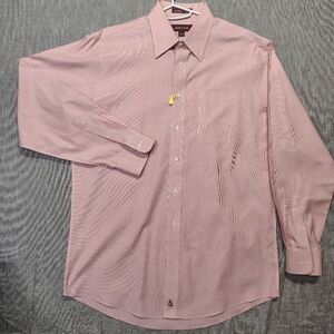 Nordstrom Long Sleeve Dress Shirt Mens Size 15½-34 Red White Striped Button Down